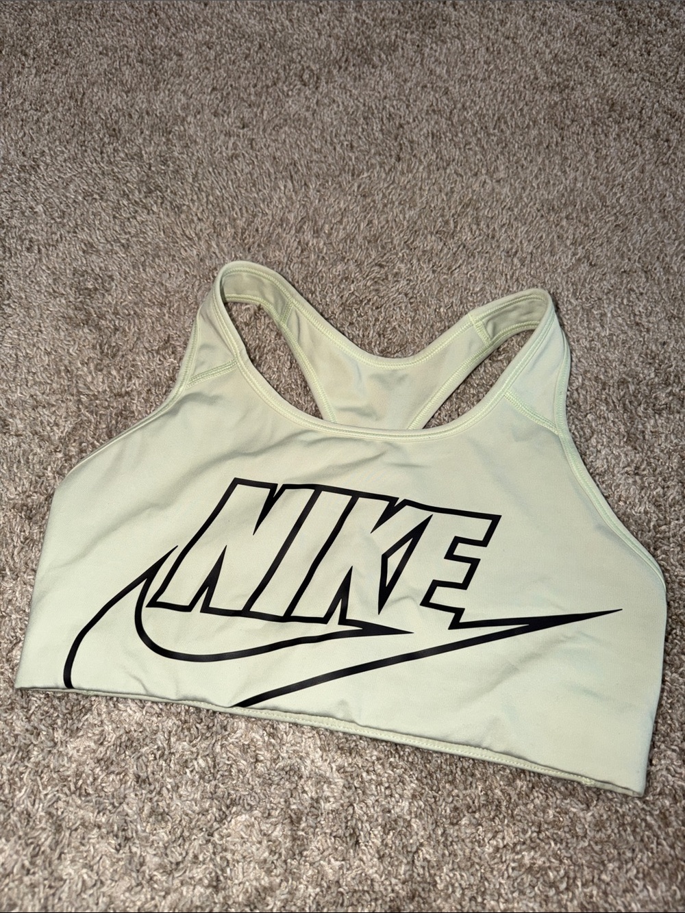 Nike Pale Yellow/Green Sports Bra with Black Logo